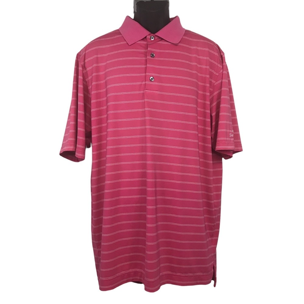 FootJoy ProDry Mens Pink Striped Golf Polo Shirt Sierra del Rio Logo Size XL